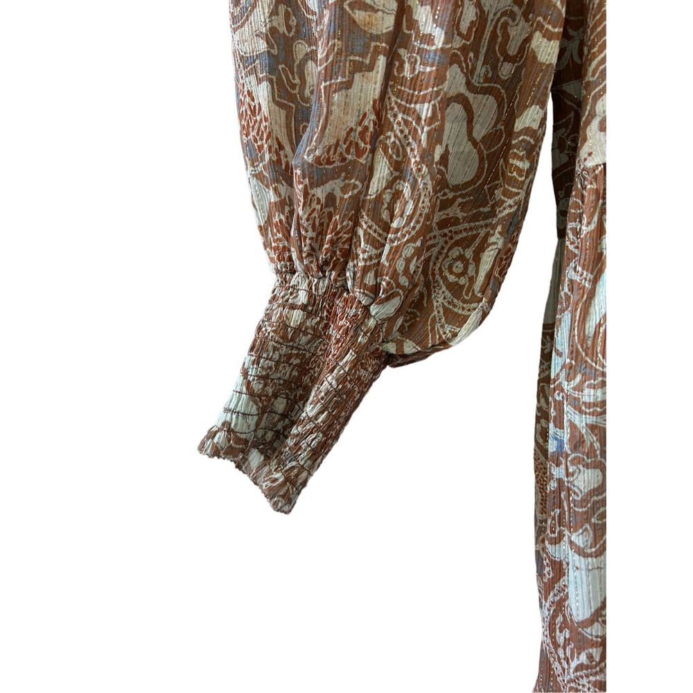 Ulla Johnson Maja Dropped Waist Cotton-Blend Mini Dress Women’s Brown Size 14 - Picture 4 of 10